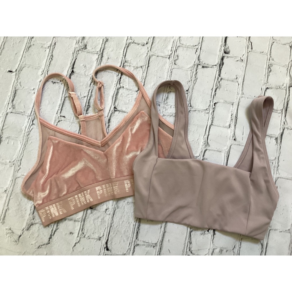 Victoria's Secret PINK Sports Bra Bundle Pink Velvet Mesh Active XS/SM Lot 2